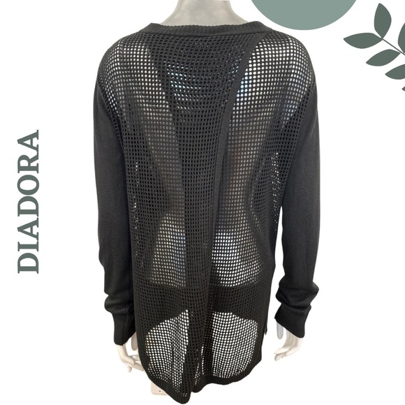 🛍️3/$40 Diadora Luxe Black Knit Sweater with Mesh Open Back | Long Sleeve Large - Picture 4 of 6